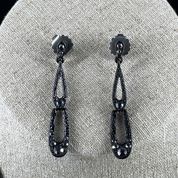 Lia Sophia Estate Necklace Black Tone Stones & Matching Post Earrings - Picture 2 of 16